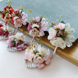 Max Bridal Wrist Corsage Bridesmaid Hand Flowers Wedding Party Prom Champagne