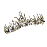 Maxbell Bridal Crystal Pearl Tiaras Crown Hairbands Wedding Party Hair Decor Bronze
