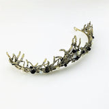 Maxbell Bridal Crystal Pearl Tiaras Crown Hairbands Wedding Party Hair Decor Bronze