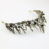 Maxbell Bridal Crystal Pearl Tiaras Crown Hairbands Wedding Party Hair Decor Bronze