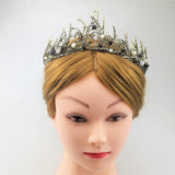 Maxbell Bridal Crystal Pearl Tiaras Crown Hairbands Wedding Party Hair Decor Bronze