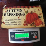 Autumn Blessings Wooden Hanging Plaque Harvest Pumpkin Thanksgiving Sign