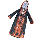 Max Halloween Kids Flame Skeleton Hooded Robe Costume Halloween Fancy Dress  M