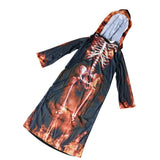 Max Halloween Kids Flame Skeleton Hooded Robe Costume Halloween Fancy Dress  L