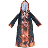 Max Halloween Kids Flame Skeleton Hooded Robe Costume Halloween Fancy Dress  L