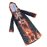 Max Halloween Kids Flame Skeleton Hooded Robe Costume Halloween Fancy Dress  L
