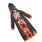 Max Halloween Kids Flame Skeleton Hooded Robe Costume Halloween Fancy Dress  XL