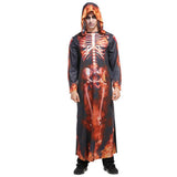 Max Halloween Kids Flame Skeleton Hooded Robe Costume Halloween Fancy Dress  XL