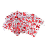 Max 100pcs Organza Love Heart Drawstring Gift Pouch Candy Bag Wedding Favor