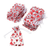 Max 100pcs Organza Love Heart Drawstring Gift Pouch Candy Bag Wedding Favor