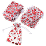 Max 100pcs Organza Love Heart Drawstring Gift Pouch Candy Bag Wedding Favor