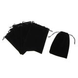 Max 10pcs Black Lint Cotton Jewelry Pouch Drawstring Bag Wedding Favor 13 x 18cm