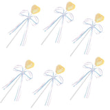 Max 6 Pieces Sequins Yellow Heart Bow Cake Topper Birthday Party Cupcake Picks