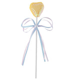 Max 6 Pieces Sequins Yellow Heart Bow Cake Topper Birthday Party Cupcake Picks
