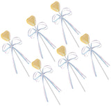 Max 6 Pieces Sequins Yellow Heart Bow Cake Topper Birthday Party Cupcake Picks