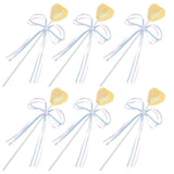 Max 6 Pieces Sequins Yellow Heart Bow Cake Topper Birthday Party Cupcake Picks