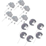 Max 6 Pieces Glitter Sleeping Moon Cake Topper Birthday Party Cupcake Picks