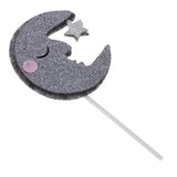 Max 6 Pieces Glitter Sleeping Moon Cake Topper Birthday Party Cupcake Picks