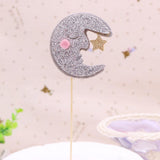 Max 6 Pieces Glitter Sleeping Moon Cake Topper Birthday Party Cupcake Picks