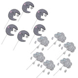Max 6 Pieces Glitter Sleeping Moon Cake Topper Birthday Party Cupcake Picks