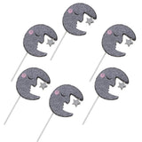 Max 6 Pieces Glitter Sleeping Moon Cake Topper Birthday Party Cupcake Picks
