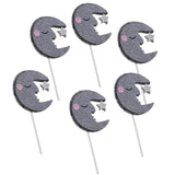 Max 6 Pieces Glitter Sleeping Moon Cake Topper Birthday Party Cupcake Picks