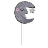 Max 6 Pieces Glitter Sleeping Moon Cake Topper Birthday Party Cupcake Picks