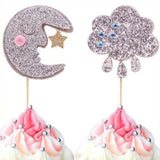 6 Pieces Glitter Rainy Cloud Cake Topper Birthday Party Cupcake Picks