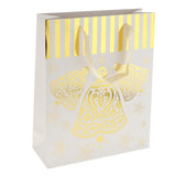 6pcs Large Glitter Christmas Bell Gift Bags Handle Tote Bags Christmas Favor