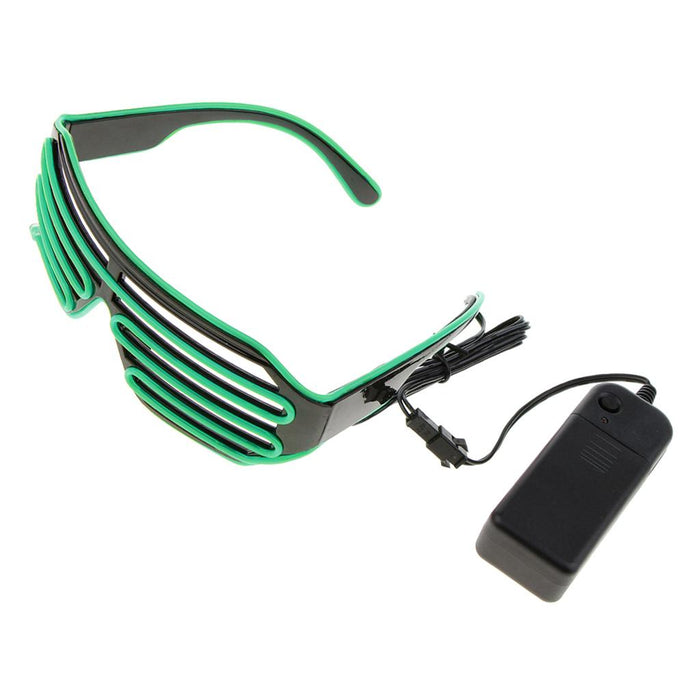 Halloween LED Light Up Shutter Glasses Masquerade Eye Mask Cosplay Green
