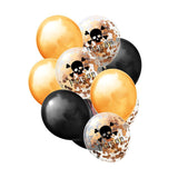 10 Pieces Halloween Theme Gold Confetti Helium Balloons Set Skull Head