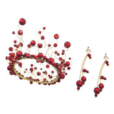 Maxbell Wedding Crown Bridal Tiaras with Earrings Red Pearl Headband for Women and Girls