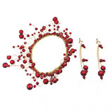 Maxbell Wedding Crown Bridal Tiaras with Earrings Red Pearl Headband for Women and Girls