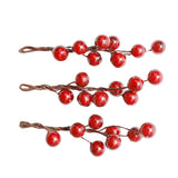 Max 3 Pieces Berry Holly Hairpins Woman Bridal Hair Sticks Wine Red
