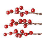 Max 3 Pieces Berry Holly Hairpins Woman Bridal Hair Sticks Wine Red