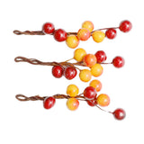 Max 3 Pieces Berry Holly Hairpins Woman Bridal Hair Sticks Wine Red and Orange