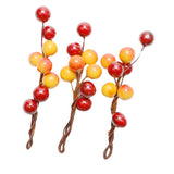 Max 3 Pieces Berry Holly Hairpins Woman Bridal Hair Sticks Wine Red and Orange