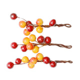 Max 3 Pieces Berry Holly Hairpins Woman Bridal Hair Sticks Wine Red and Orange