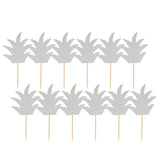 12pcs Glitter Pineapple Cupcake Pick Cake Topper Birthday Party Decor Silver