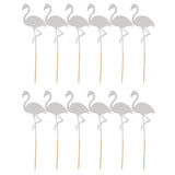 12pcs Glitter Flamingo Cupcake Picks Cake Topper Birthday Party Decor Silver