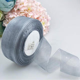 Max 45m Sheer Solid Organza Ribbon Tulle Roll Spool Gift Wrapping Silver Grey