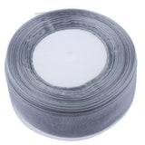 Max 45m Sheer Solid Organza Ribbon Tulle Roll Spool Gift Wrapping Silver Grey