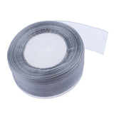 Max 45m Sheer Solid Organza Ribbon Tulle Roll Spool Gift Wrapping Silver Grey