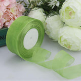 Max 45m Sheer Solid Organza Ribbon Tulle Roll Spool Gift Wrapping Green