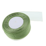 Max 45m Sheer Solid Organza Ribbon Tulle Roll Spool Gift Wrapping Green
