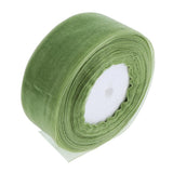 Max 45m Sheer Solid Organza Ribbon Tulle Roll Spool Gift Wrapping Green