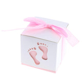 50 Pieces Baby Footprints Candy Boxes Birthday Party Favor Light Pink