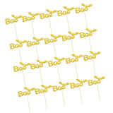 20 Pieces Glitter Paper Boo Bat Cake Topper Halloween Party Supplier Gold