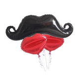 Maxbell Set of 3 Large Red Lips Mustache Foil Balloons Wedding Birthday Party Decorations