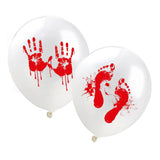 12 Pieces Bloody Palms Footprints Latex Balloons Halloween Decor 12 Inch